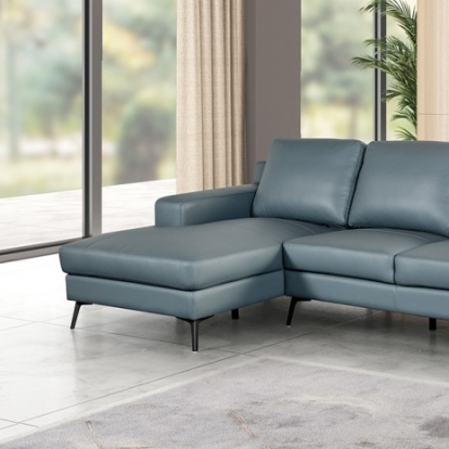 Furniture of America Stordal Contemporary Leather Match Metal Blue Sectional Left Chaise Model FM69004BL-SECT-L