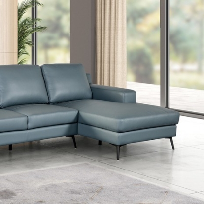 Furniture of America Stordal Contemporary Leather Match Metal Blue Sectional Right Chaise Model FM69004BL-SECT-R