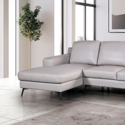 Furniture of America Stordal Contemporary Leather Match Metal Light Gray Sectional Left Chaise Model FM69004LG-SECT-L