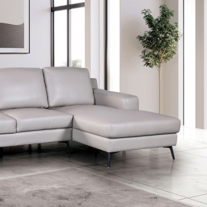 Furniture of America Stordal Contemporary Leather Match Metal Light Gray Sectional Right Chaise Model FM69004LG-SECT-R