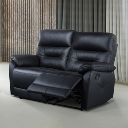 Furniture of America Micaelis Transitional Engineered with Wood Fabric Foam Leather Match Metal Solid with Wood Black Manual Recline Loveseat Model FM69007BK-LV-M