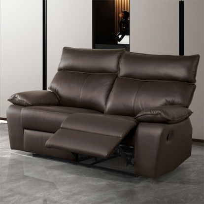 Furniture of America Onoria Contemporary Engineered with Wood High Density Foam Leather Match Pocket Coil Spring Tropical Hardwood Tropical Hardwood Brown Manual Recline Loveseat Model FM69008BR-LV-M