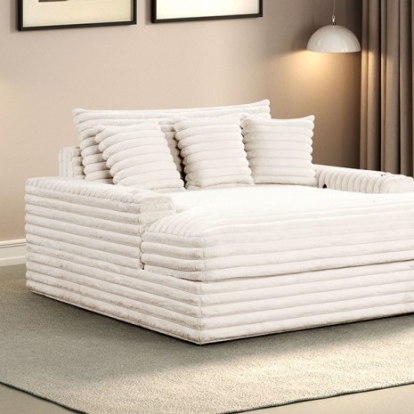 Furniture Of America Veyrier Contemporary Engineered Wood, Fabric, Metal White 2 Arm Chaise | FM6901WH-CE