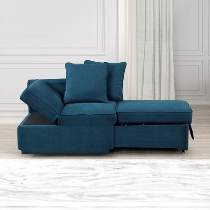 Furniture Of America Woburn Contemporary Engineered Wood, Fabric, Foam, Metal Blue Convertible Chair | FM6962BL