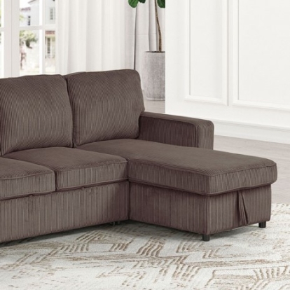 Furniture of America Yves Contemporary Corduroy Solid with Wood Brown Sectional Model FM6964BR-SECT