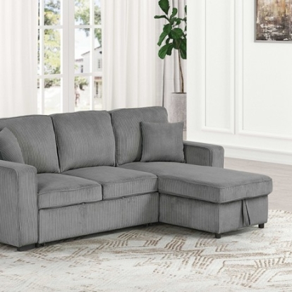 Furniture Of America Yves Contemporary Corduroy, Solid Wood, Others Dark Gray Sectional | FM6964DG-SECT