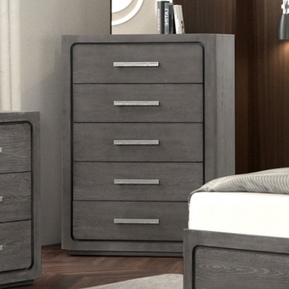Furniture Of America Crowthorne Contemporary Engineered Wood, Metal, Solid Rubberwood, White Oak Veneer Warm Gray Chest | FM70100GY-C