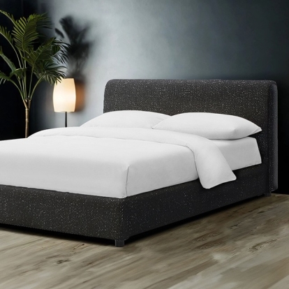 Furniture of America Vertham Contemporary Boucle Foam Solid with Wood Black Bed Model FM71001BK-Queen Bed