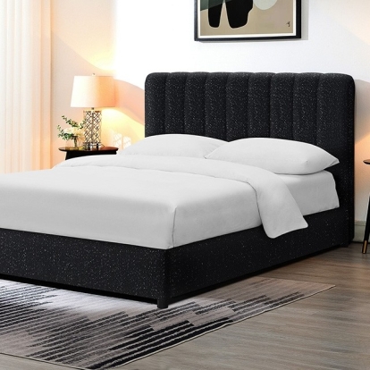 Furniture of America Traverso Contemporary Boucle Foam Solid with Wood Black White Bed Model FM71002BK-EK-BED