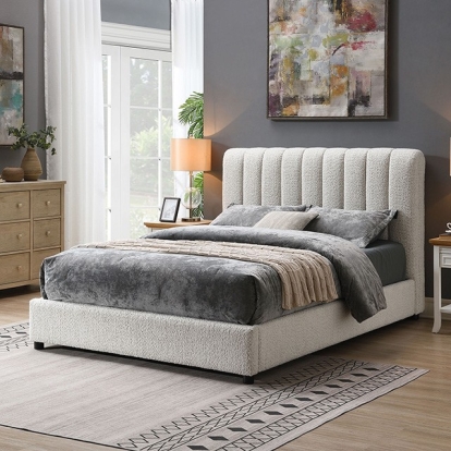 Furniture of America Traverso Contemporary Boucle Foam Solid with Wood White Bed Model FM71002WH-Full Bed