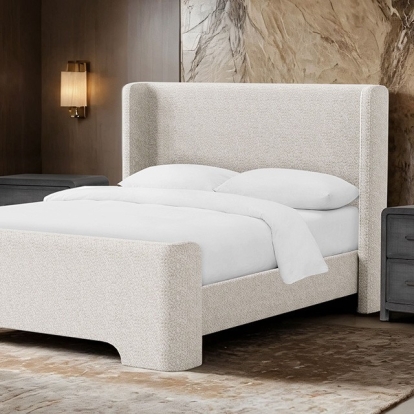 Furniture of America Malvern Contemporary Chenille Foam Solid with Wood Taupe Bed Model FM71007TP-Queen Bed