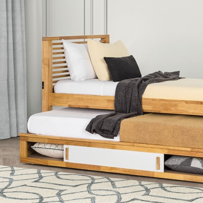 Furniture of America Dayville Transitional Solid Hardwood Light Oak Bed Model FM7103AK-Captain Twin Bed