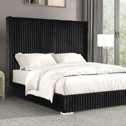 Furniture of America Cadwell Contemporary Engineered with Wood Fabric with Wood Black Bed Model FM7120BK