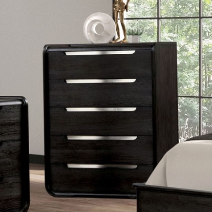 Furniture of America Osterley Modern Contemporary Elm Veneer Engineered with Wood Solid Poplar Stainless Steel Black Chest Model FM71500BK-C