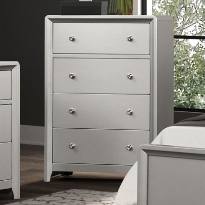 Furniture Of America Bryne Contemporary Birch Veneer, Pinewood Champagne Chest | FM7170CPN-C