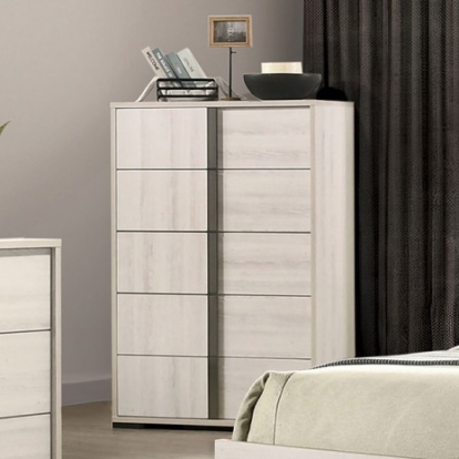 Furniture of America Horten Contemporary Melamine Paper Veneer White Wash Chest Model FM7200WH-C