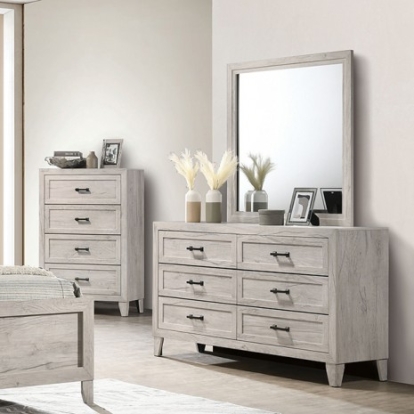 Furniture of America Mysen Contemporary Melamine Paper Veneer White Wash Dressser Model FM7202WH-D
