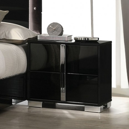 Furniture Of America Sinistra Contemporary Engineered Wood, Metal, Others Piano Black Night Stand | FM7211BK-N
