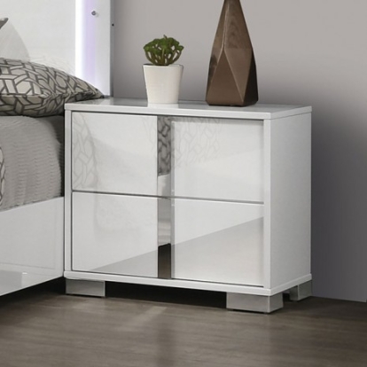 Furniture of America Sinistra Contemporary Engineered with Wood Metal White Night Stand Model FM7211WH-N