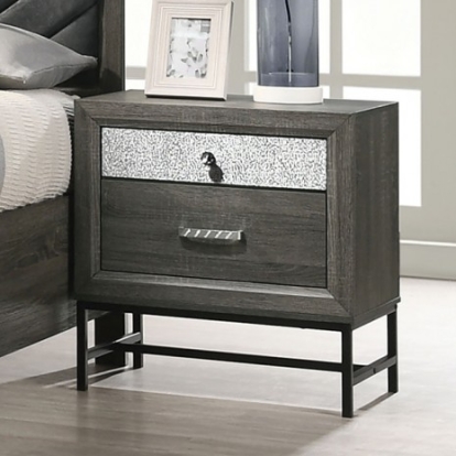 Furniture Of America Voleta Contemporary Engineered Wood, Metal, Paper Gray Night Stand | FM7212GY-N