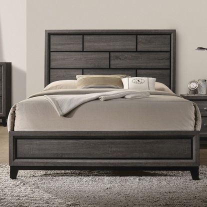 Furniture of America Errico Contemporary Engineered with Wood Paper Veneer Gray Bed Model FM7215GY-Twin Bed