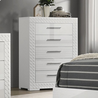 Furniture of America Whitby Glam Engineered with Wood Metal White Chest Model FM7216WH-C