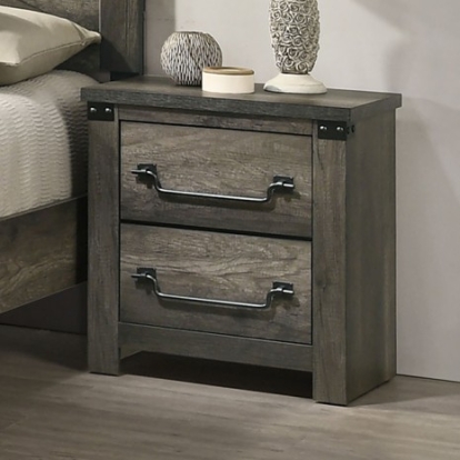 Furniture of America Britonale Rustic Farmhouse Engineered with Wood Melamine Paper Metal Rubberwood Rustic Gray Nightstand Model FM7218GY-N