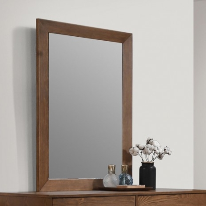Furniture of America Tromso Mid-Century Modern Veneer Solid with Wood Walnut Mirror with Support Model FM7220WN-M