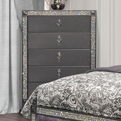 Furniture Of America Titania Glam Engineered Wood, Solid Wood Gray Chest | FM7240GY-C