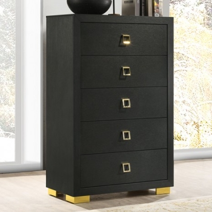 Furniture Of America Latimer Contemporary Engineered Wood, Melamine Paper, Metal Black Chest | FM7270BK-C