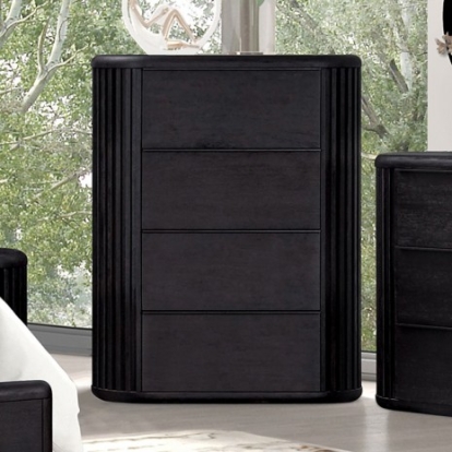 Furniture of America Hildesheim Modern Contemporary Acacia Veneer Engineered with Wood Solid Acacia Black 4 Drawer Chest Model FM73000BK-C