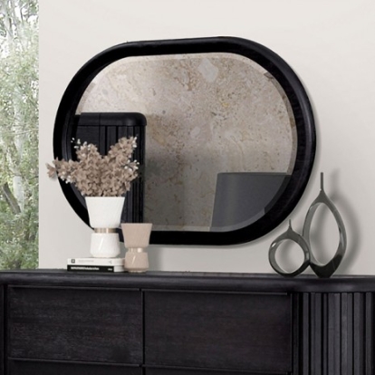 Furniture of America Hildesheim Modern Contemporary Acacia Veneer Engineered with Wood Solid Acacia Black Mirror Model FM73000BK-M