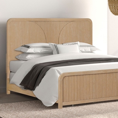Furniture of America Tangentry Modern Rubberwood Veneer Solid Rubberwood Natural Bed Model FM73001NT-Queen Bed