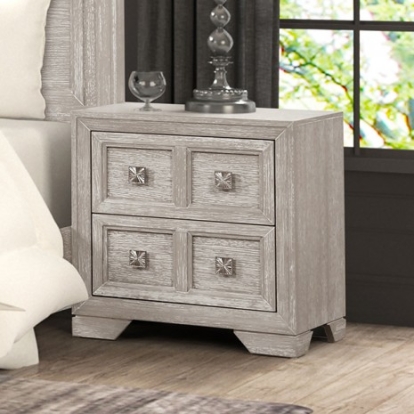 Furniture Of America Argenthart Transitional Engineered Wood, Oak Veneer, Poplar Light Gray Nightstand | FM7368GY-N