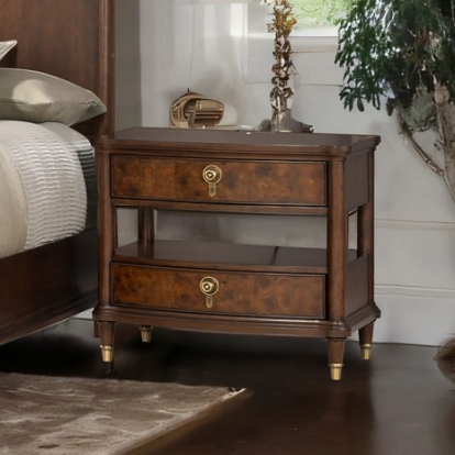 Furniture Of America Westerham Transitional Cherry W/ Poplar Burl Veneer, Solid Rubberwood Dark Cherry Nightstand | FM74001CH-N