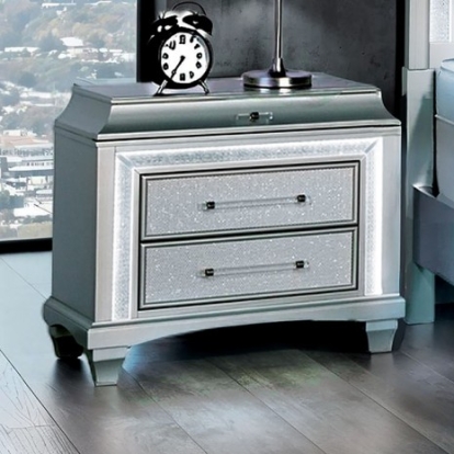 Furniture Of America Galea Glam Poplar Gray Nightstand | FM74006SV-N