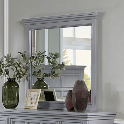 Furniture of America Castlile Transitional Solid with Wood Gray Mirror Model FM7413GY-M