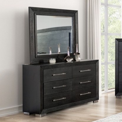 Furniture of America Ashbourne Contemporary Metal Solid with Wood Veneer Black Dresser Model FM7415BK-D