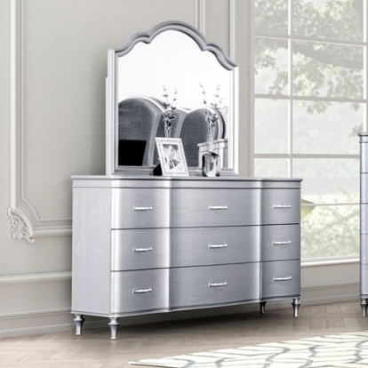Furniture of America Melodi Parc Glam Solid with Wood Silver Dresser Model FM7416SV-D