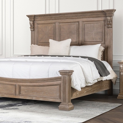 Furniture of America Seven Oaks Transitional Solid with Wood Weathered Oak Bed Model FM7418AK-Queen Bed