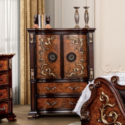 Furniture Of America Aquilina Traditional Stone, Solid Wood, Wood Veneer, Others Dark Cherry/Oak Chest | FM7422CH-C