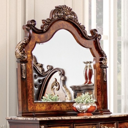 Furniture of America Aquilina Traditional Solid with Wood Veneer Dark Cherry-Oak Mirror Model FM7422CH-M