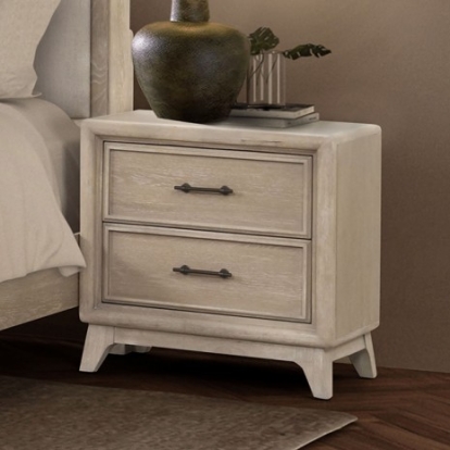 Furniture of America Midhurst Transitional Engineered with Wood Solid Rubberwood White Oak Veneer Oak Nightstand Model FM7600AK-N
