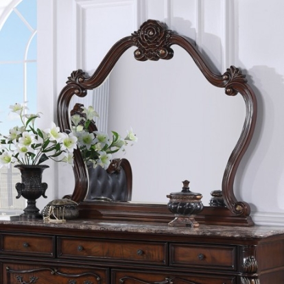 Furniture of America Ventresca Traditional Solid with Wood Veneer Dark Cherry Mirror Model FM7635CH-M