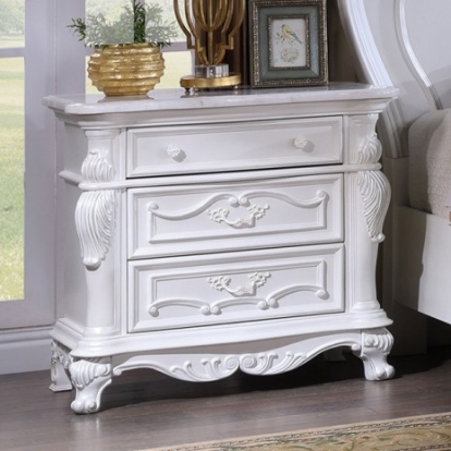 Furniture Of America Ventresca Traditional Solid Wood, Wood Veneer, Others White Night Stand | FM7635WH-N