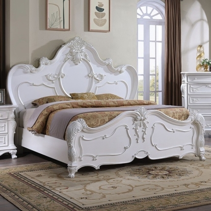 Furniture of America Roselli Traditional Solid with Wood Veneer White Bed Model FM7636WH-Queen Bed