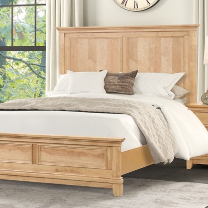 Furniture of America Mchenry Farmhouse Engineered with Wood Pecan Veneer Rubberwood Solid with Wood Natural Oak Bed Model FM7706NT-Queen Bed
