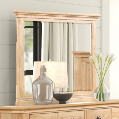 Furniture of America Mchenry Farmhouse Engineered with Wood Pecan Veneer Rubberwood Solid with Wood Natural Oak Mirror Model FM7706NT-M