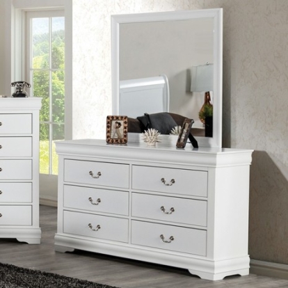 Furniture Of America Louis Philippe Transitional Solid Wood, Wood Veneer, Others White Dresser | FM7866WH-D