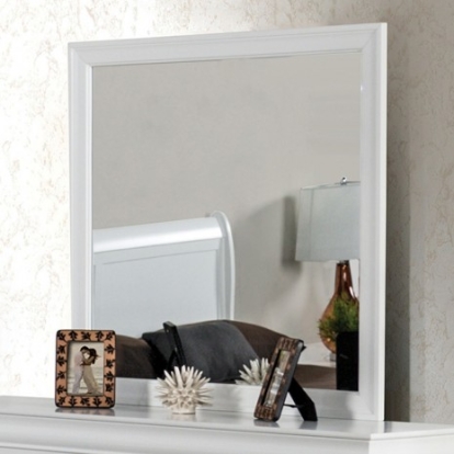 Furniture of America Louis Philippe Transitional Solid with Wood Veneer White Mirror Model FM7866WH-M